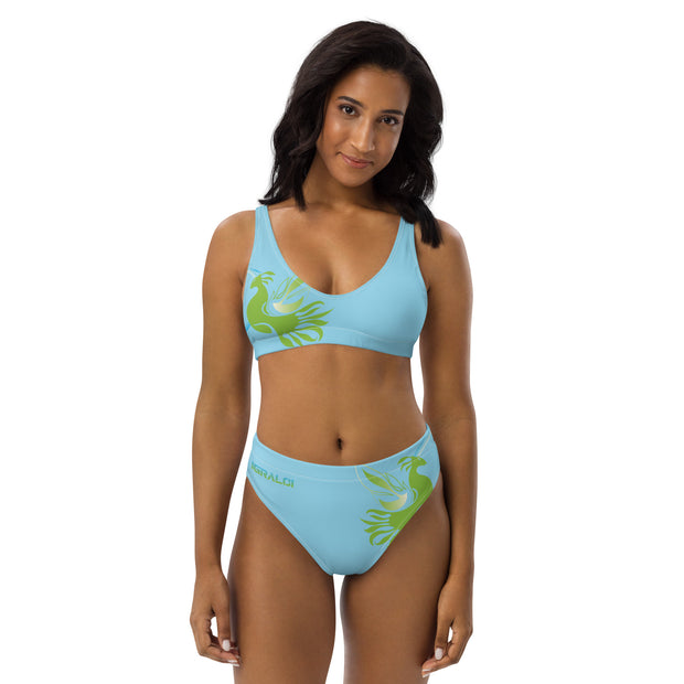 Bas de maillot de bain éco-responsable taille haute ciel bleu ORGANIC